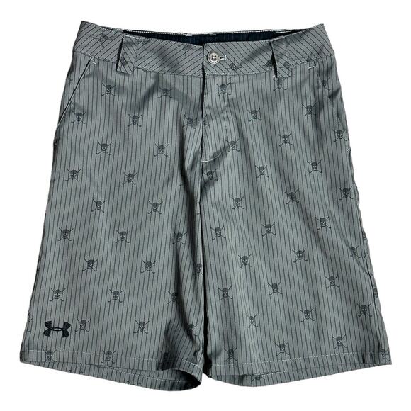 Under Armour Gray Skull Shorts Boys Youth Large EUC - Picture 1 of 4